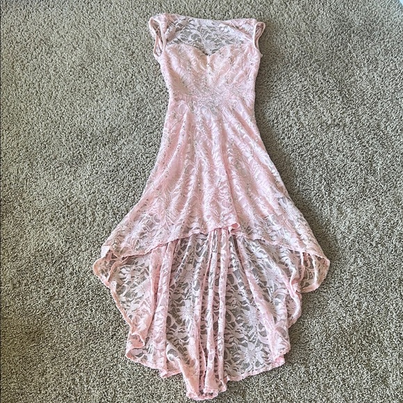 B. Smart Pink Lace & sequin High Low Dress - Picture 1 of 5